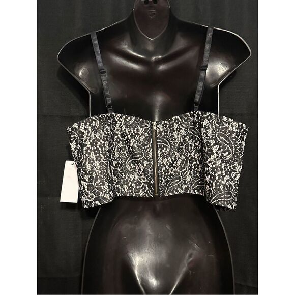 NEW WITH TAGS A’JUMMA BLACK FLORAL LACE BUSTIER CROP‎ TOP PLUS size 1X - Picture 4 of 6